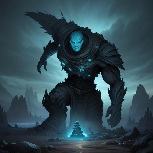 Stone Golem Sports Car in Fantasy Landscape