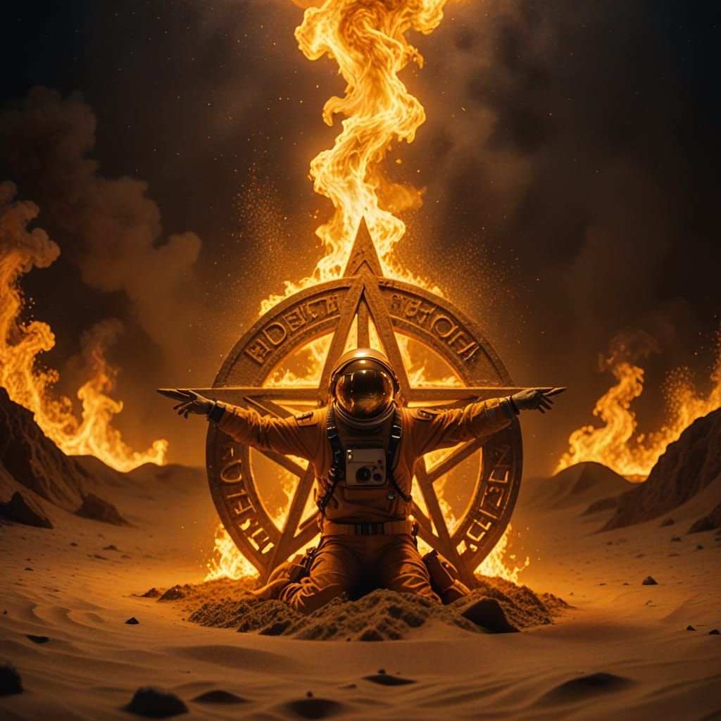 Astronaut Enters Hell Through Pentagram Portal