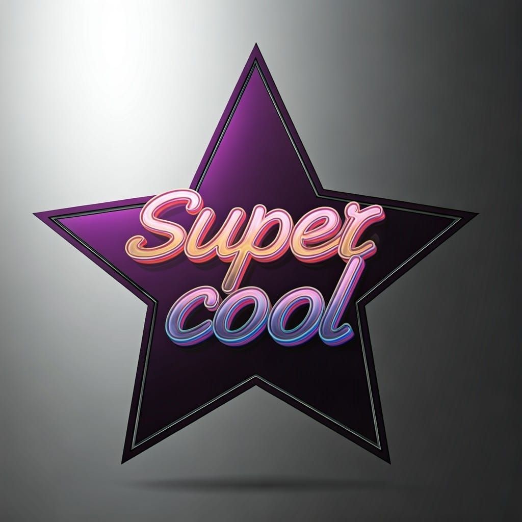 Eye-Catching Neon "Super Cool" Graphic in Retro-Futuristic S...