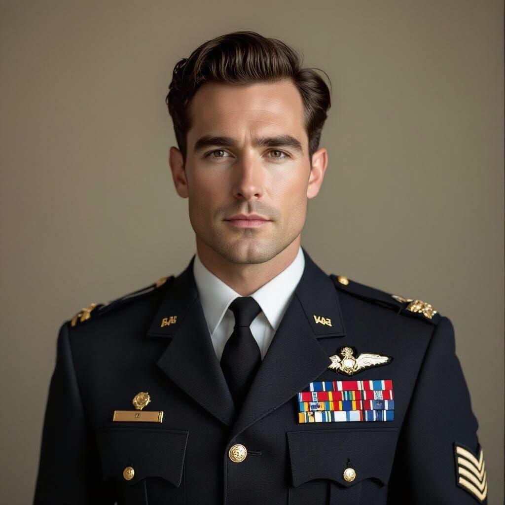 Aristocratic RAF Officer in 1940s Style Portrait