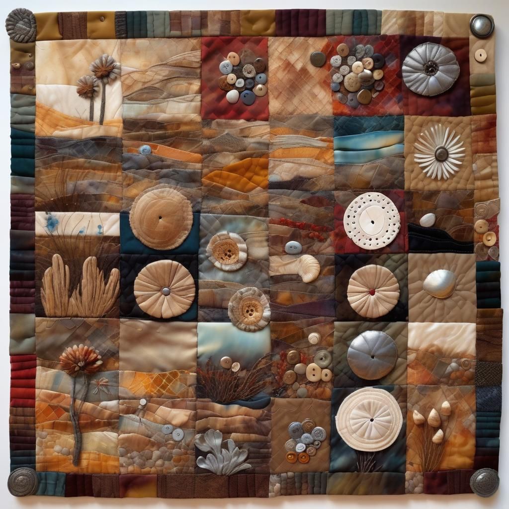 Textured Desert Landscape Quilt in Mixed Media