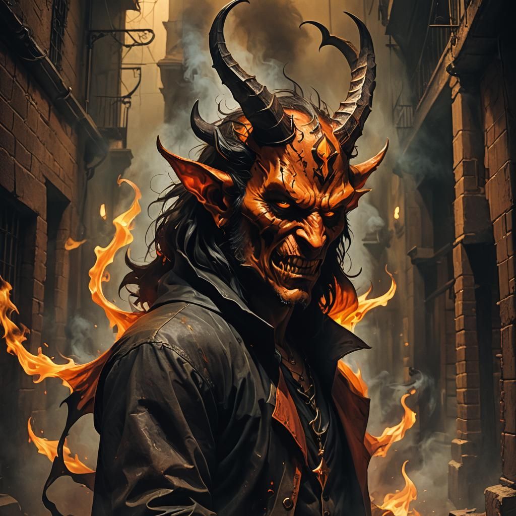 Vibrant Devil Concept Art in Dark Fantasy Style