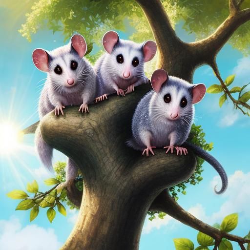 Possums in Heavenly Sunshine Beams