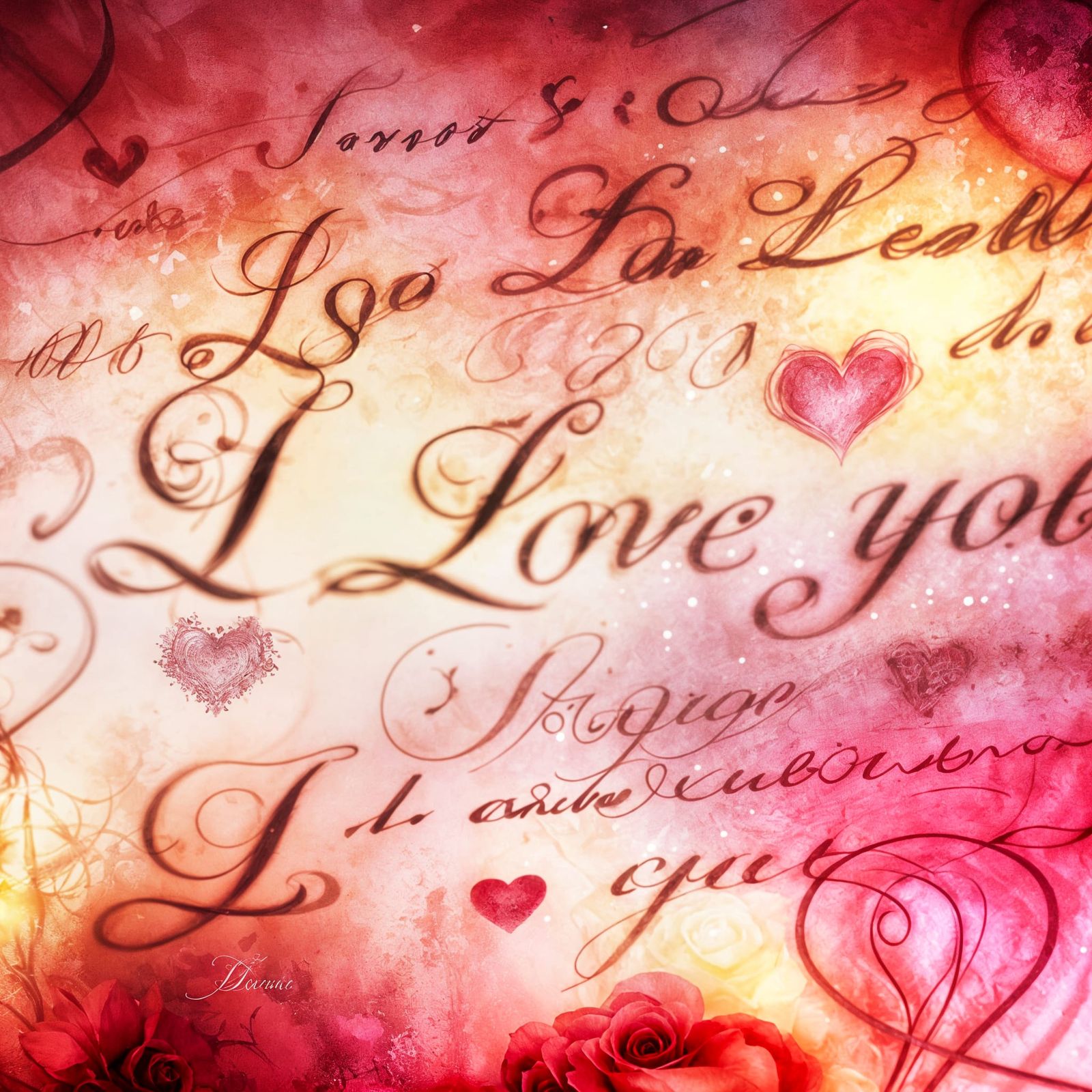 Love in Elegant Multilingual Calligraphy