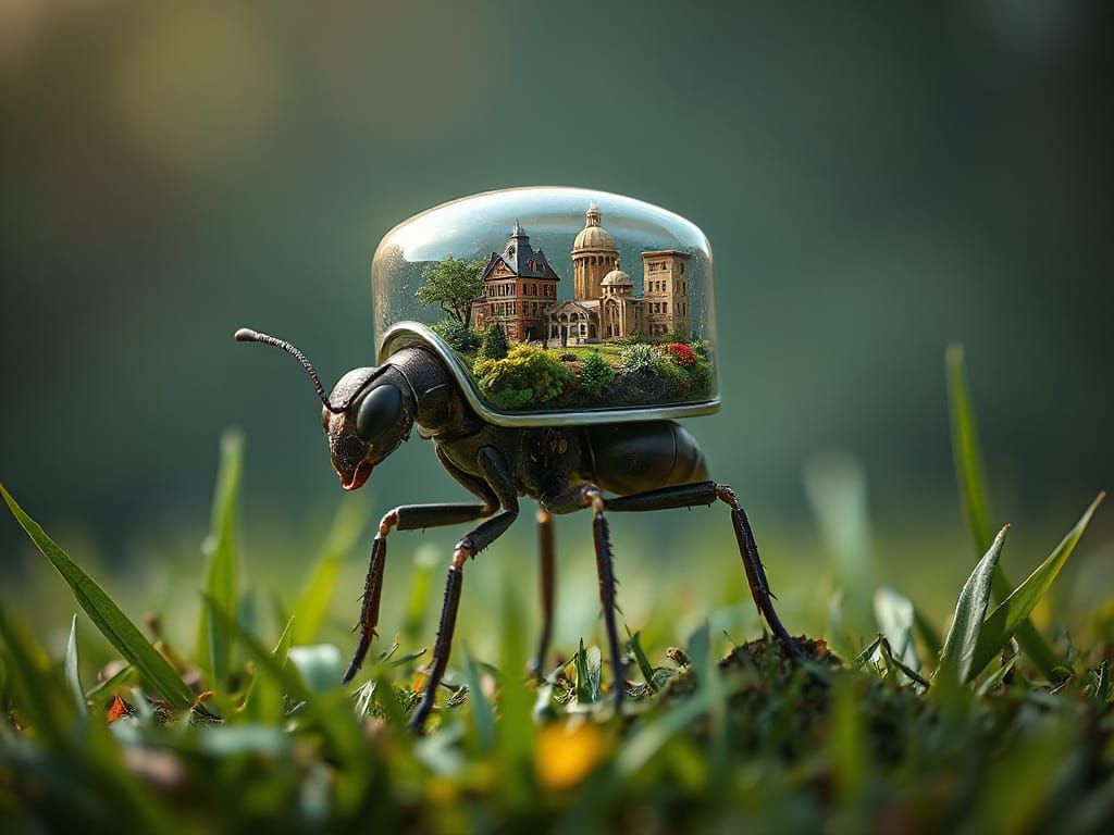 Steampunk Insect Transports Tiny City in Terrarium