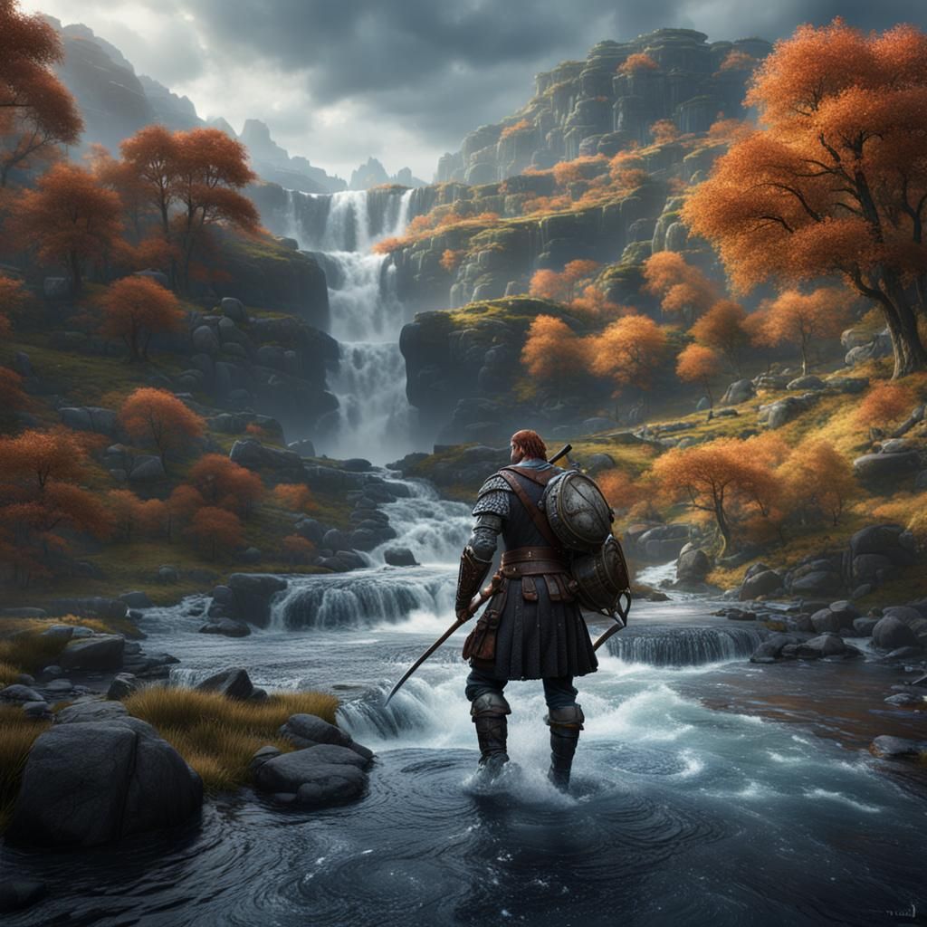 Hyperrealistic Scotsman Made of Water: Digital Art