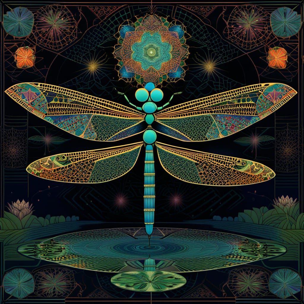 Geometric Dragonfly Pattern