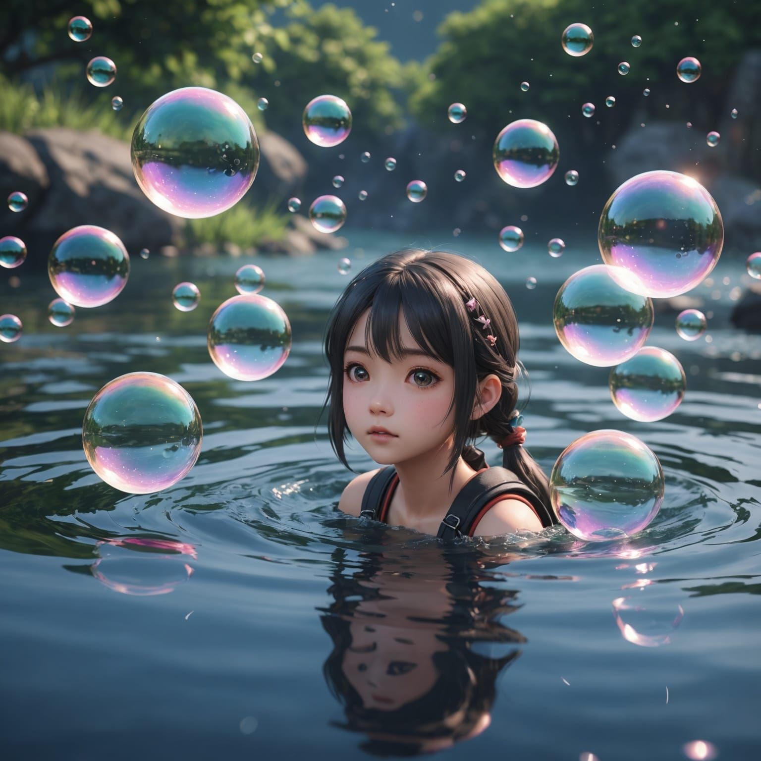 Bubbles Rising: 3D Anime Concept Art