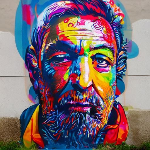 Vibrant Watercolor Street Art Against Global Agenda