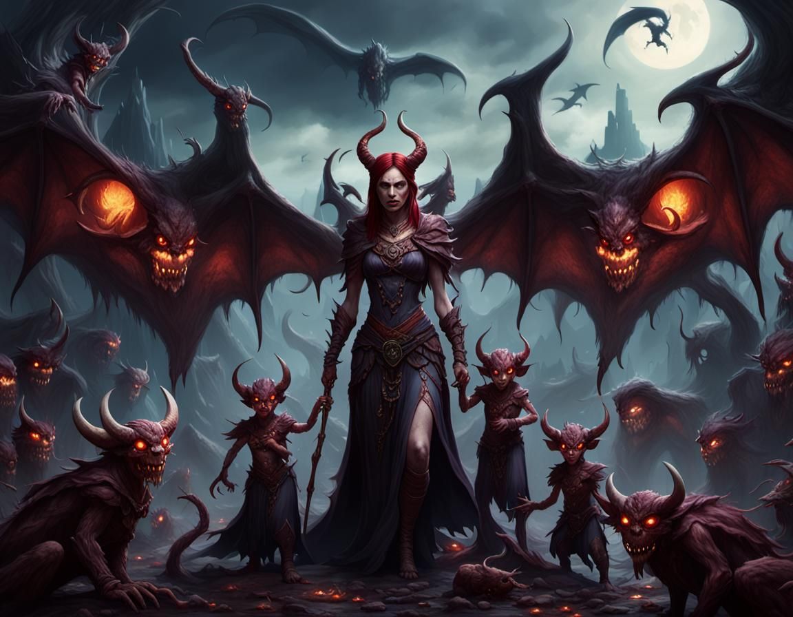 Lilith: Demon Mother of Monsters in Detailed Matte Painting