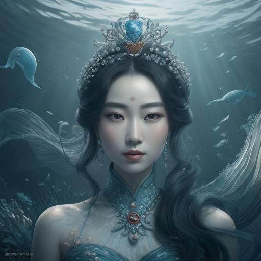 Queen Mu Yanling: Hyperrealistic Mermaid Empress Portrait