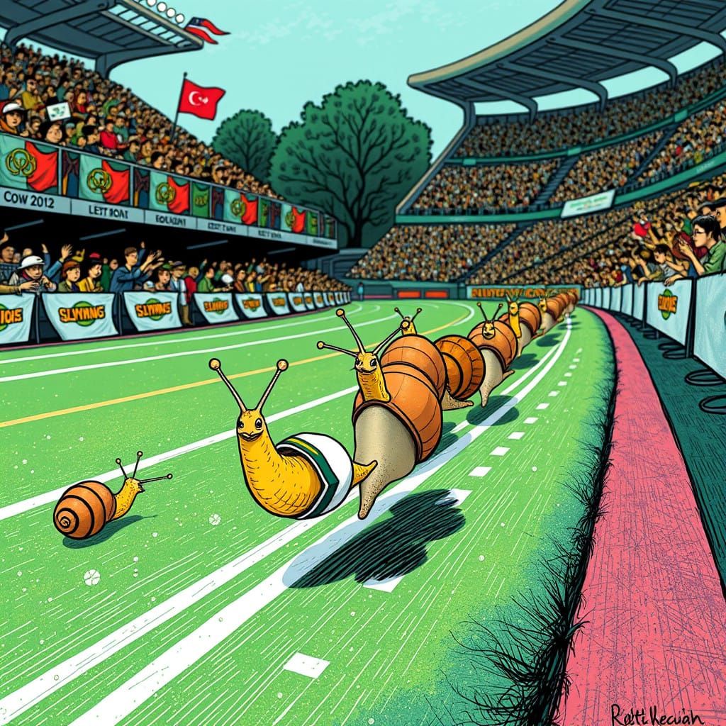 Whimsical Snails Sprint Towards Olympic Glory