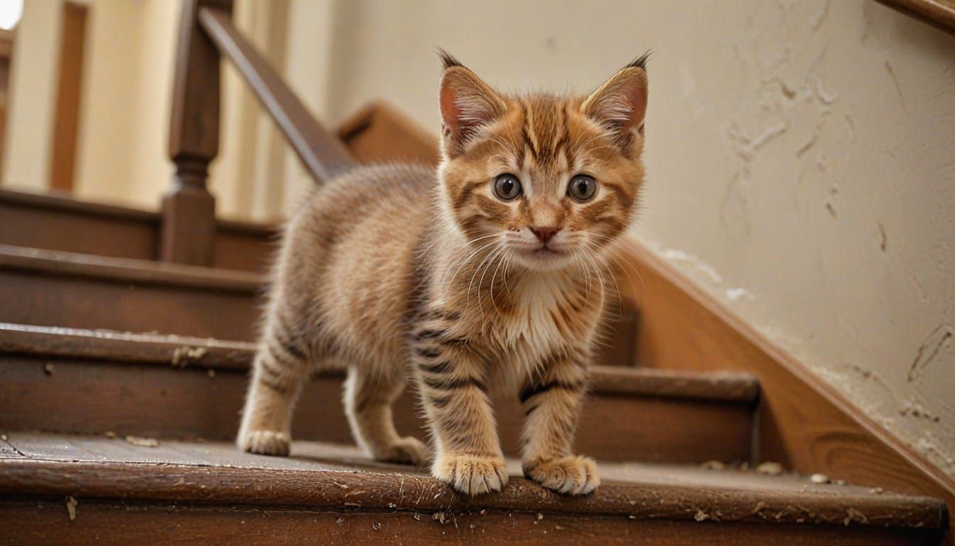 Wildlife Moment: Disheveled Kitten Surprises Large Dog on St...