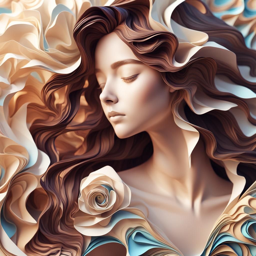 Dreamy Origami Paper Folds in Abstract Style