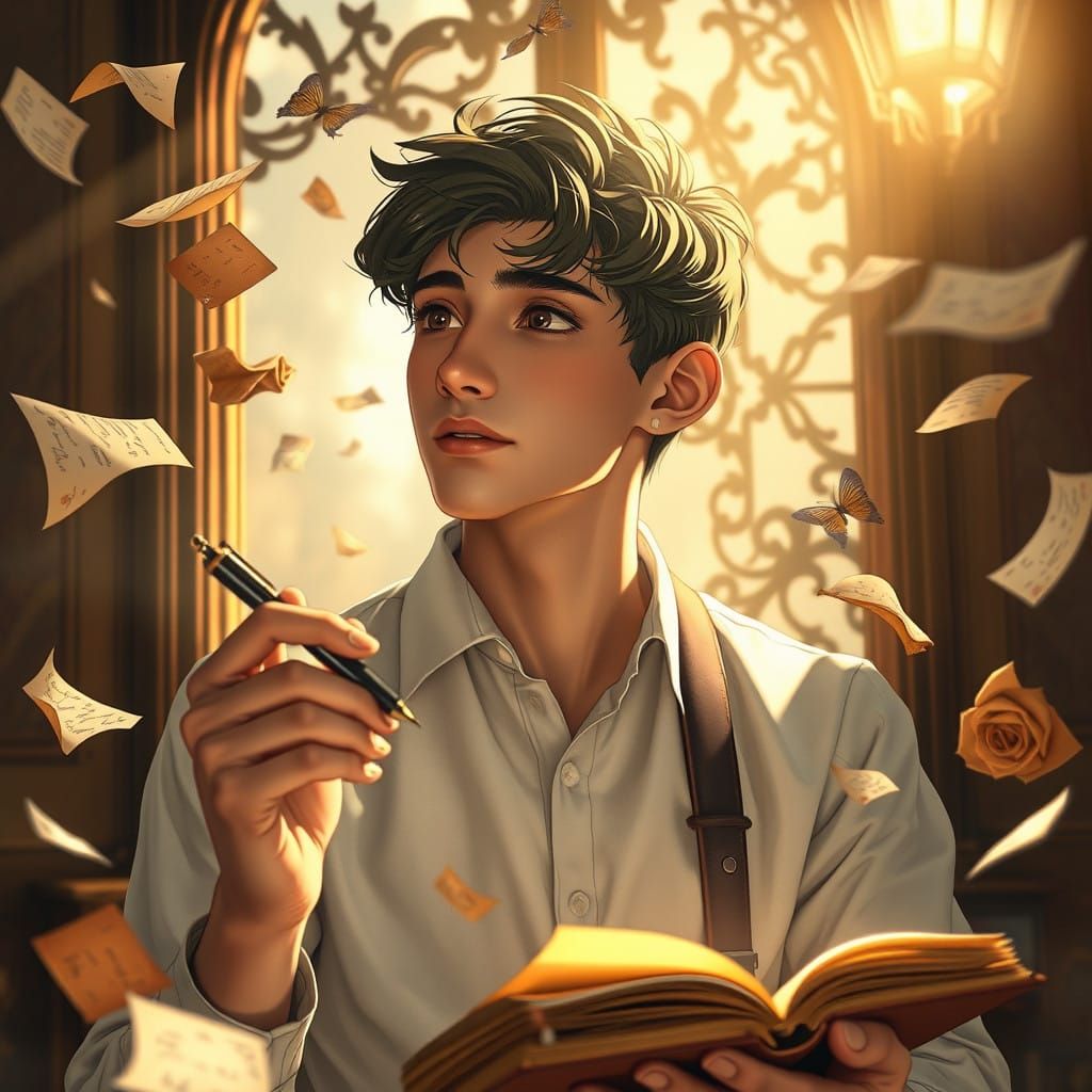 Serene Youth Lost in Vast Imagination