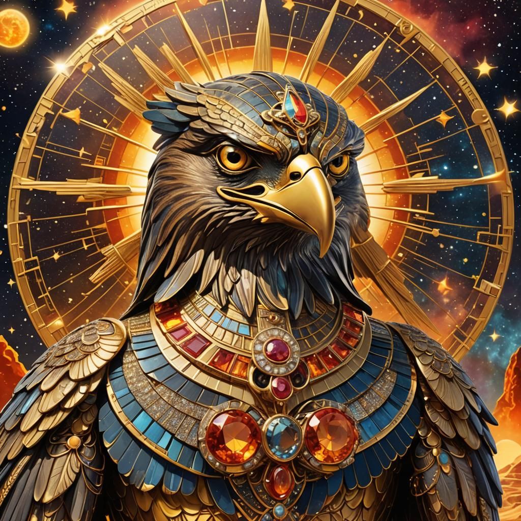 Art Nouveau Egyptian God Ra in Gold