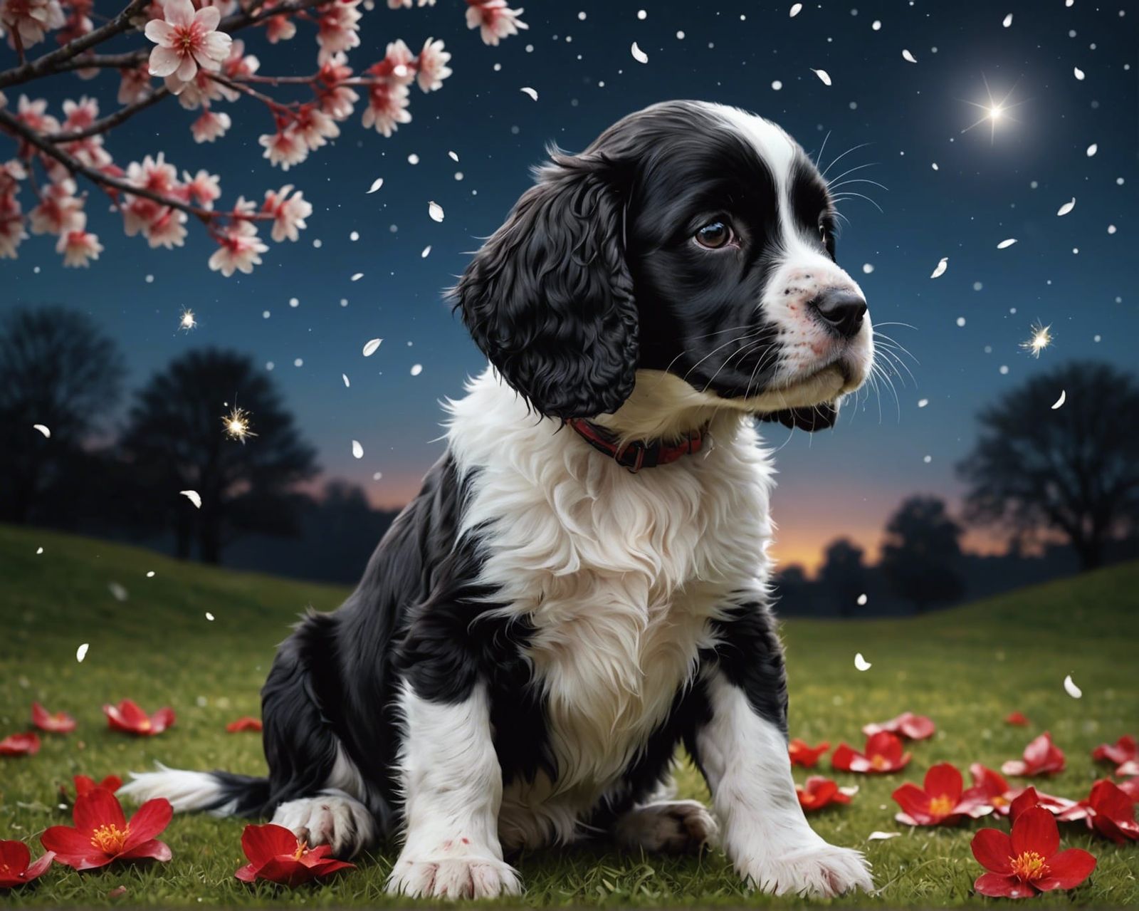 Happy Springer Spaniel Puppy in Digital Art
