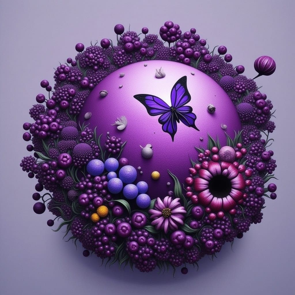 Floral Planets Made of Wisteria and Violets