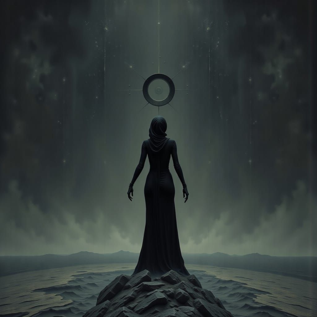 Woman in Black Jumpsuit in Empty Space