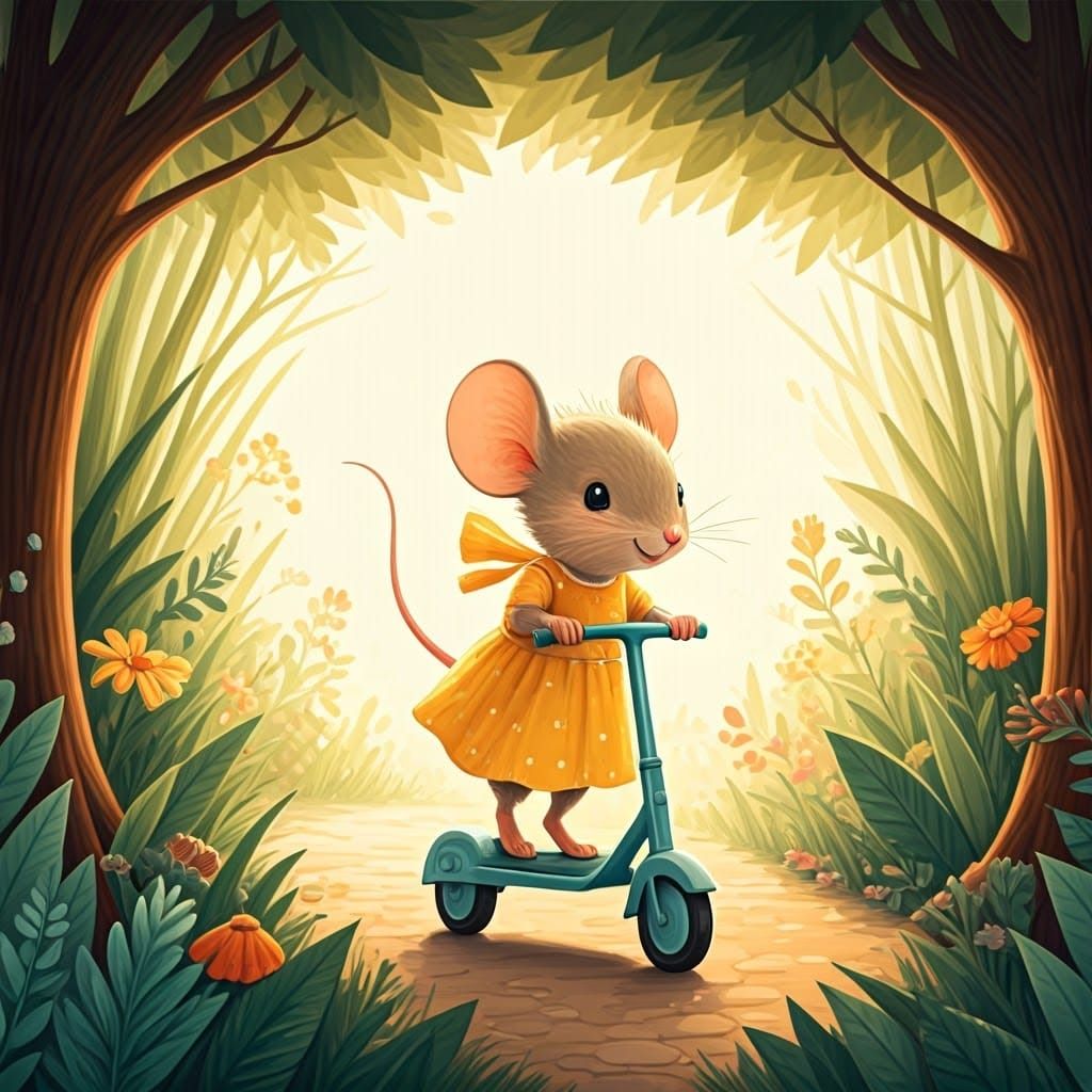 Charming Mouse and Rabbit Explore Sunny Park in Whimsical Ar...