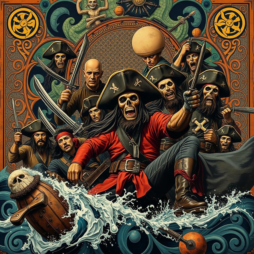 Pirates in Impasto Art Deco Style