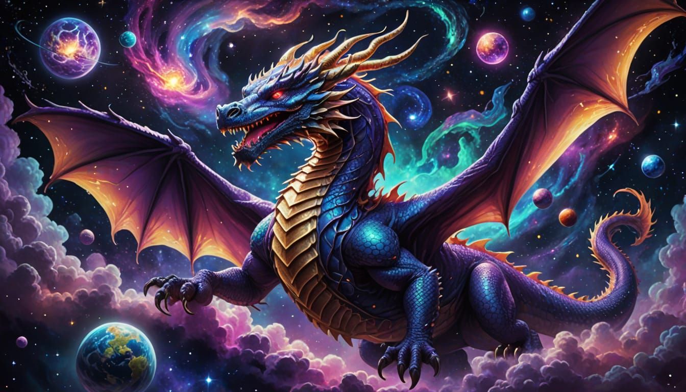 Cosmic Dragon in Vibrant Astral Projection