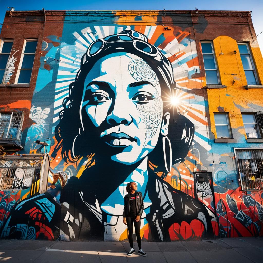 Vibrant Graffiti Mural in Urban Street Art Style