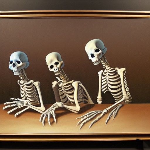 Citipati Skeletons in Psychotherapy, Gurney-Style Oil Painti...