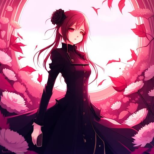 Passionate Visual Kei Girl in Gothic Anime Style