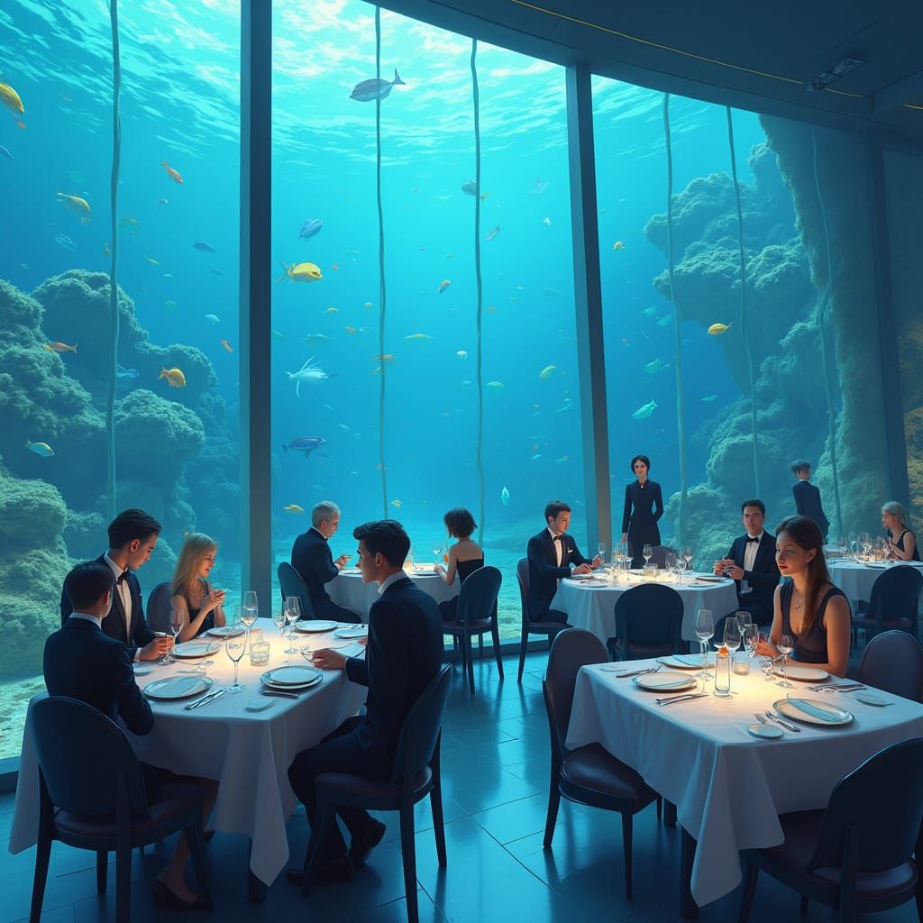 Underwater Restaurant in Studio Ghibli Style