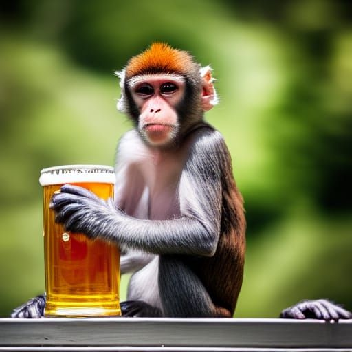 Monkey Enjoying Beer: Professional Photography Style