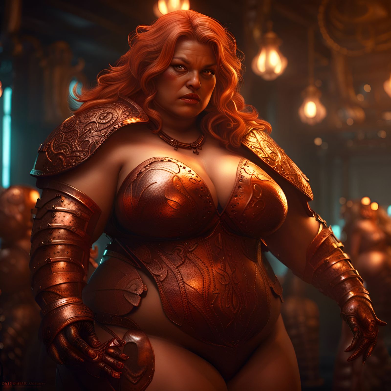 Fantasy Art of Copper Women in Dark Setting