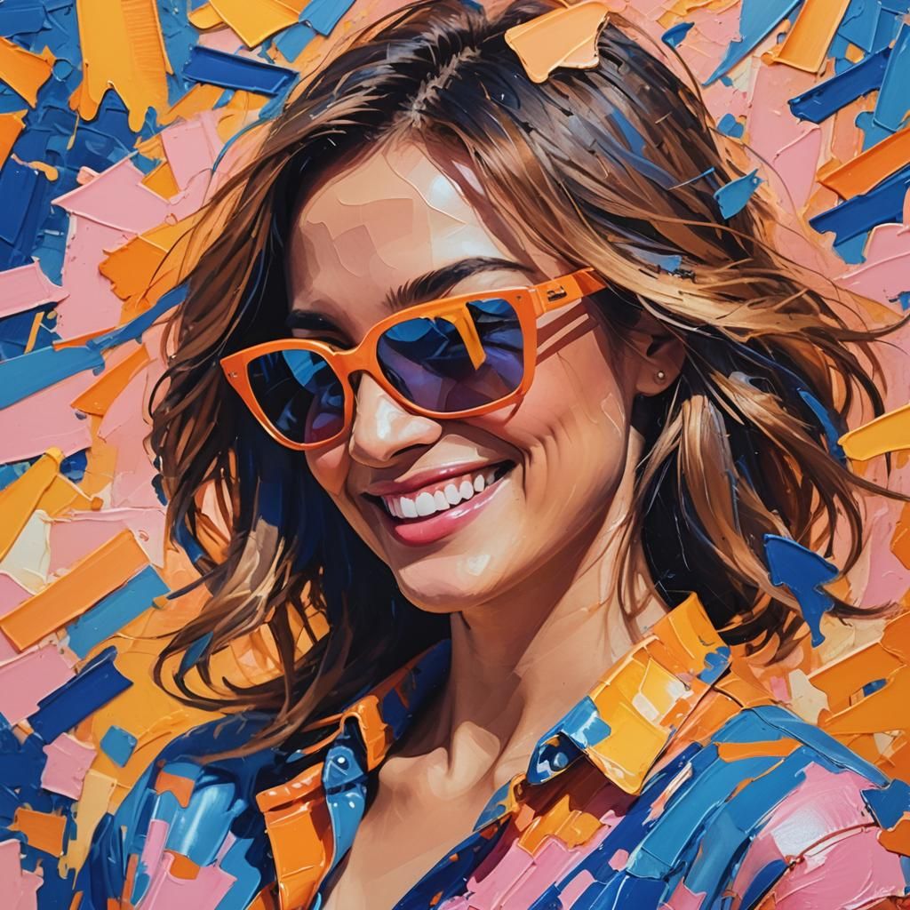Abstract Expressionist Woman with Sunglasses