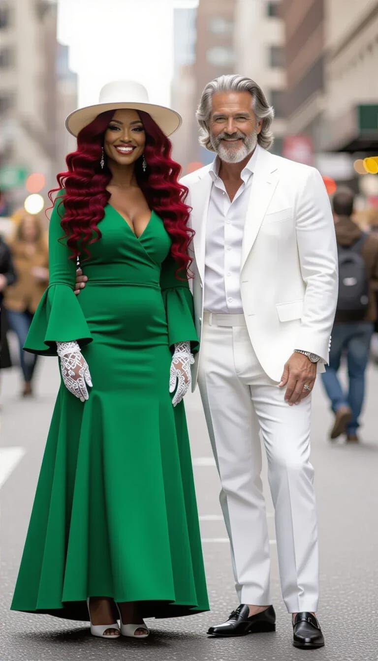 Stylish Couple on City Street in Gritty Photo Style