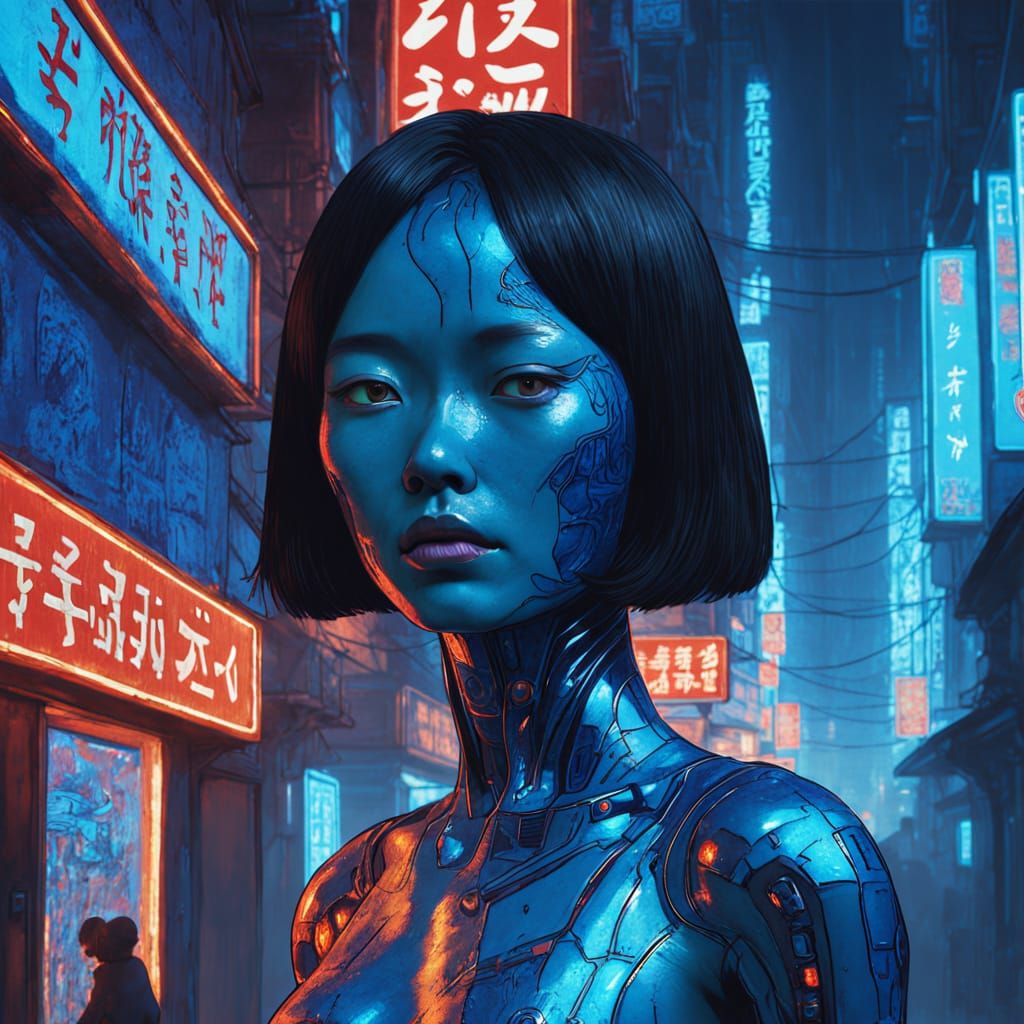 Enslaved Android in Sci-Fi Alley, Inspired by Beksiński