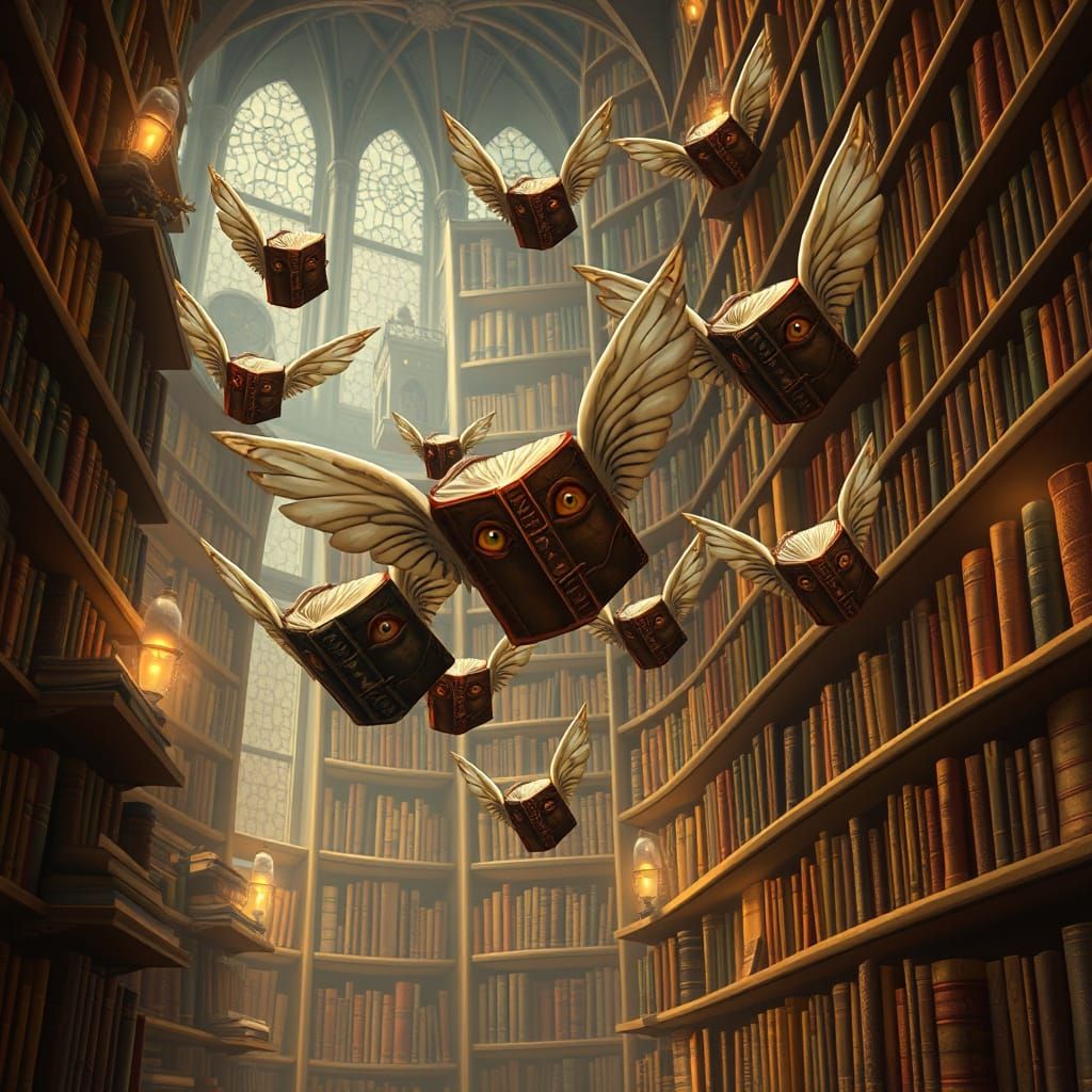 Whimsical Books Take Flight in Enchanted Library
