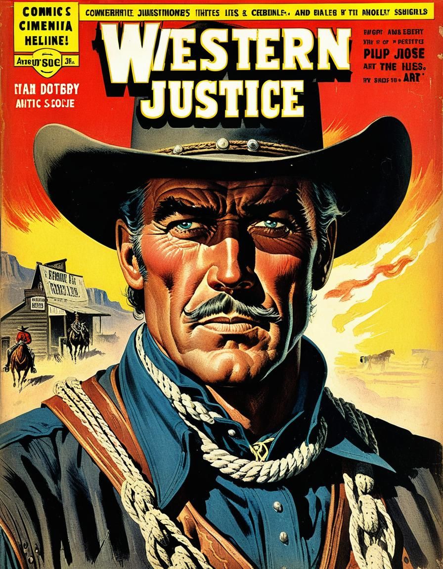 Vintage Western Justice Pulp Magazine Cover