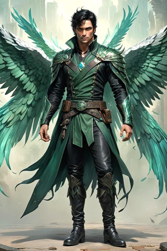 Winged Paladin in Detailed Matte Painting Style