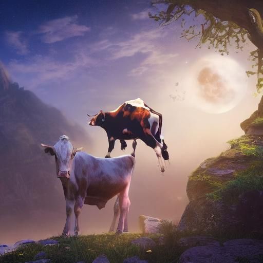 Cow Jumps Over the Moon: Fantasy Concept Art
