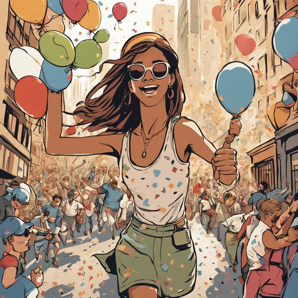 Bunnies Celebrate in New York City: Digital Illustration