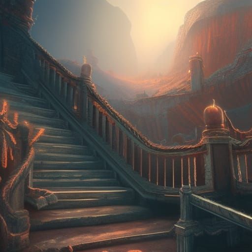 Stairs to Nothingness: Detailed Matte Painting