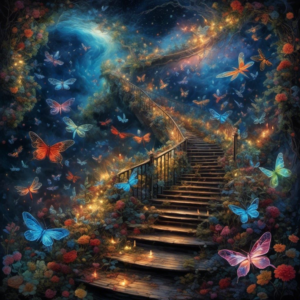 Black Magic Woman Ascends to Heaven with Dragonflies