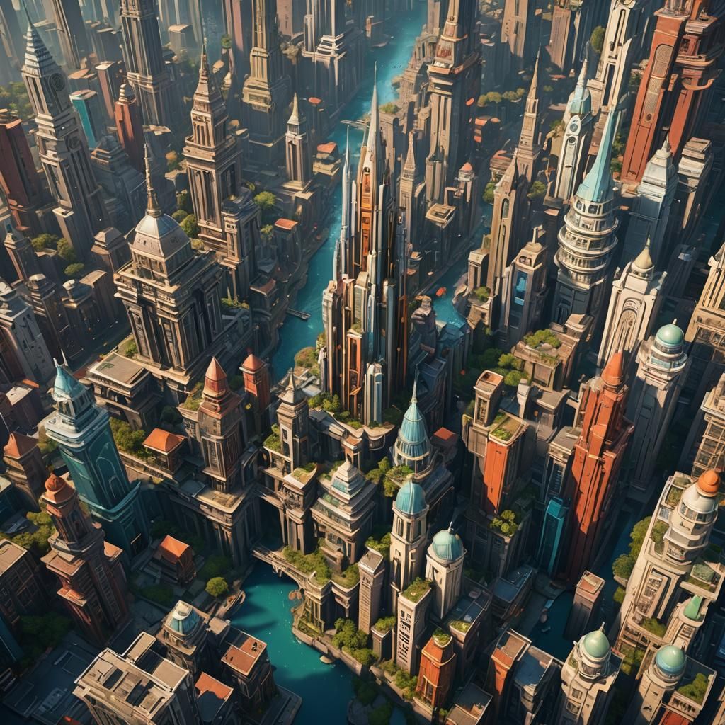 Futuristic City in 2100: Detailed Matte Painting