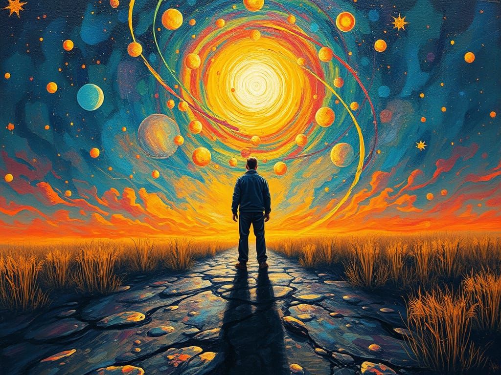 Distant Man Depicted with Neo-Impressionist Emotion