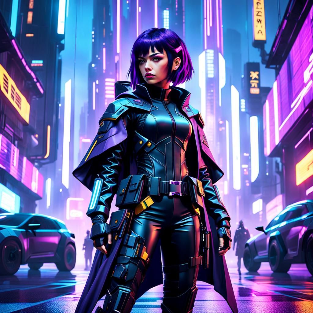 Cyberpunk Enforcer in Dark City