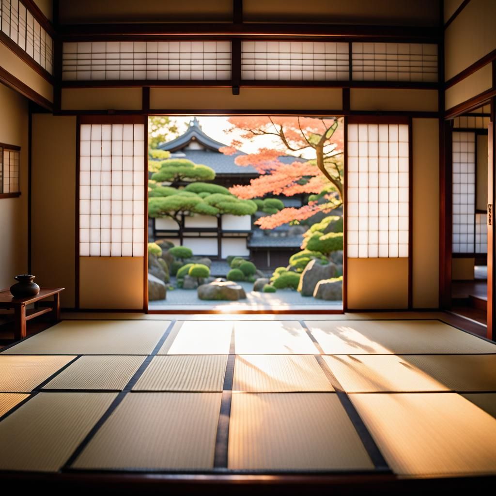 Japanese Ghost in Garden at Sunset