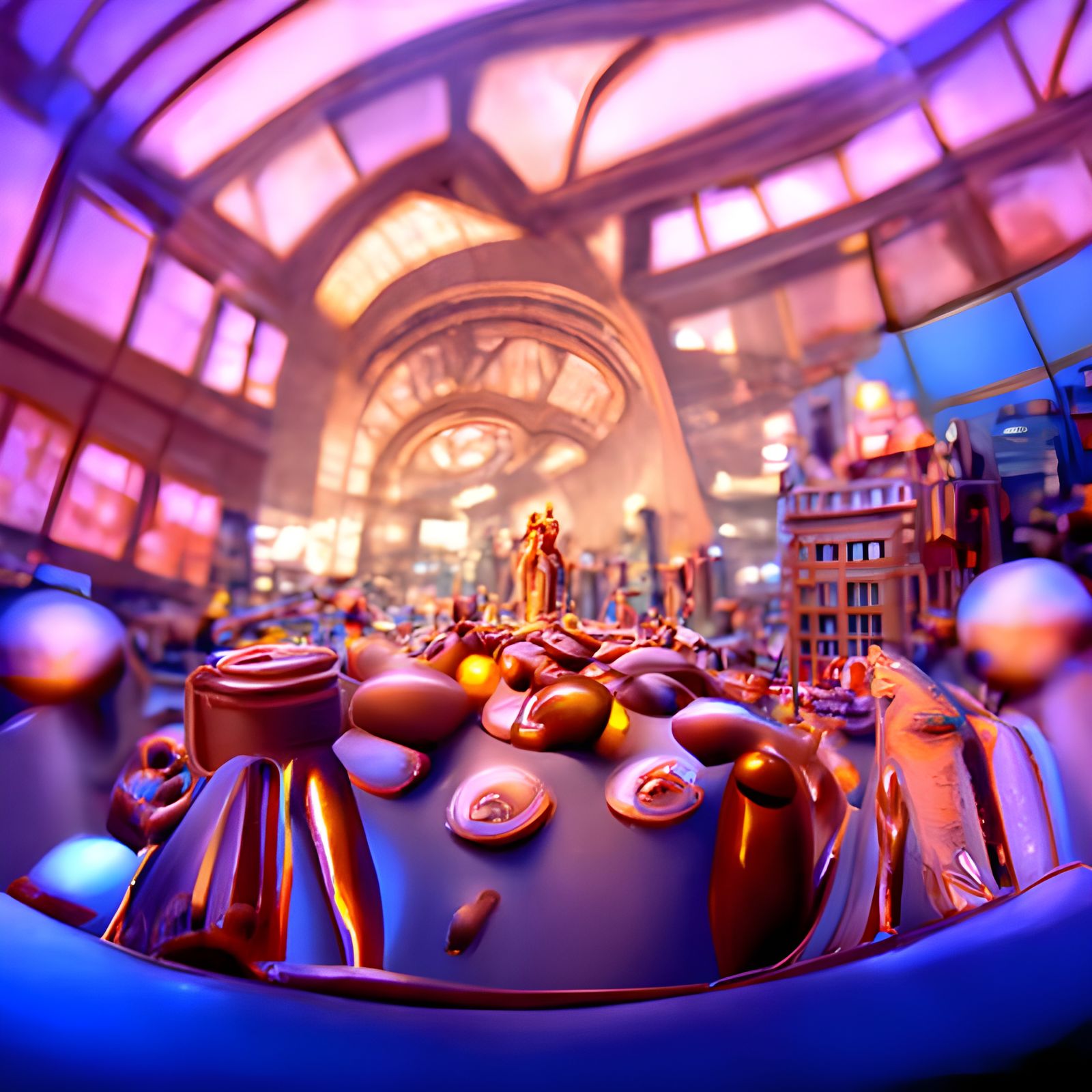 Chocolate Metropolis in Shop Window: Hyperrealistic Art