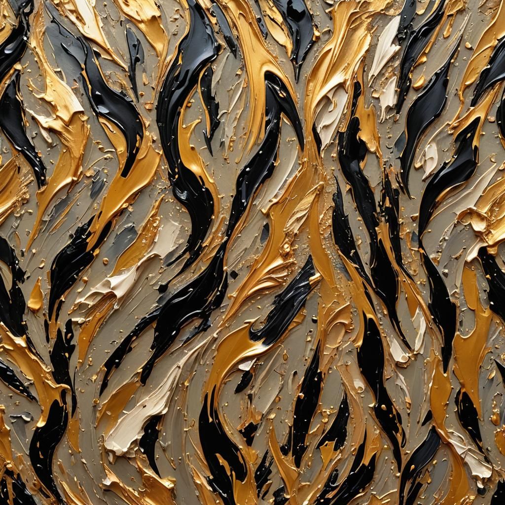 James Bond in Abstract Impressionist Style with Impasto Text...