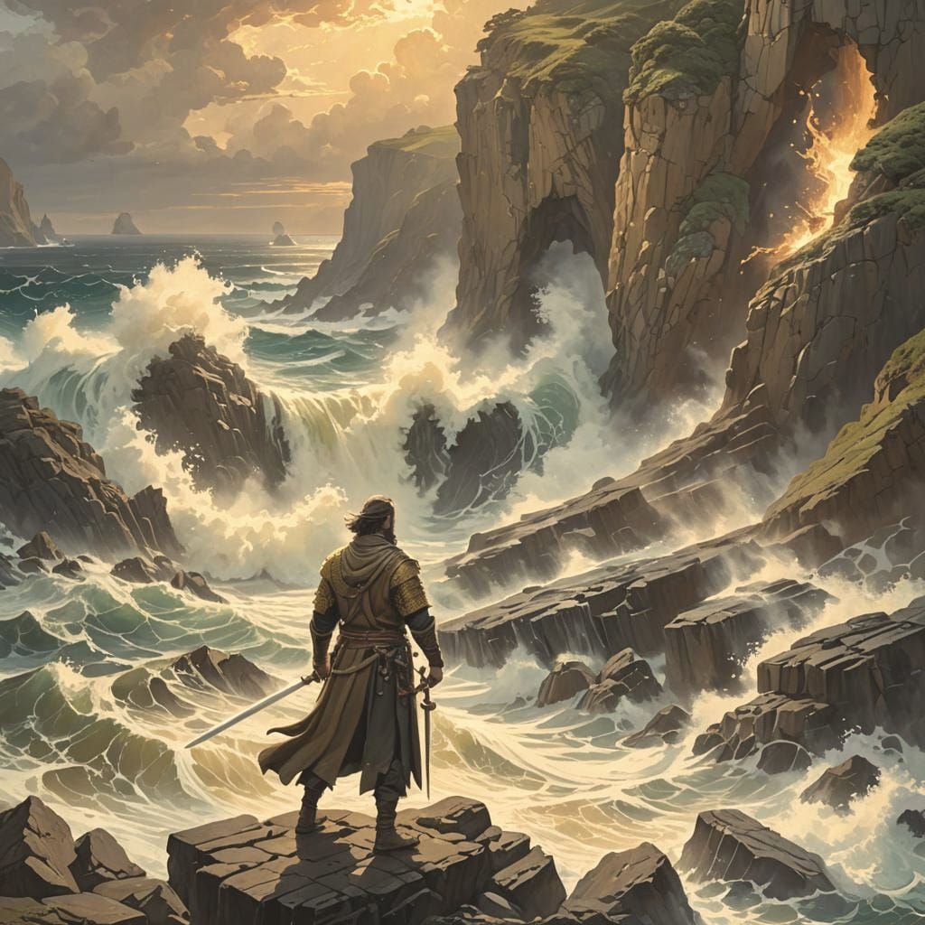 Wayland Forges Tristan's Sword: A Cinematic Oil Painting