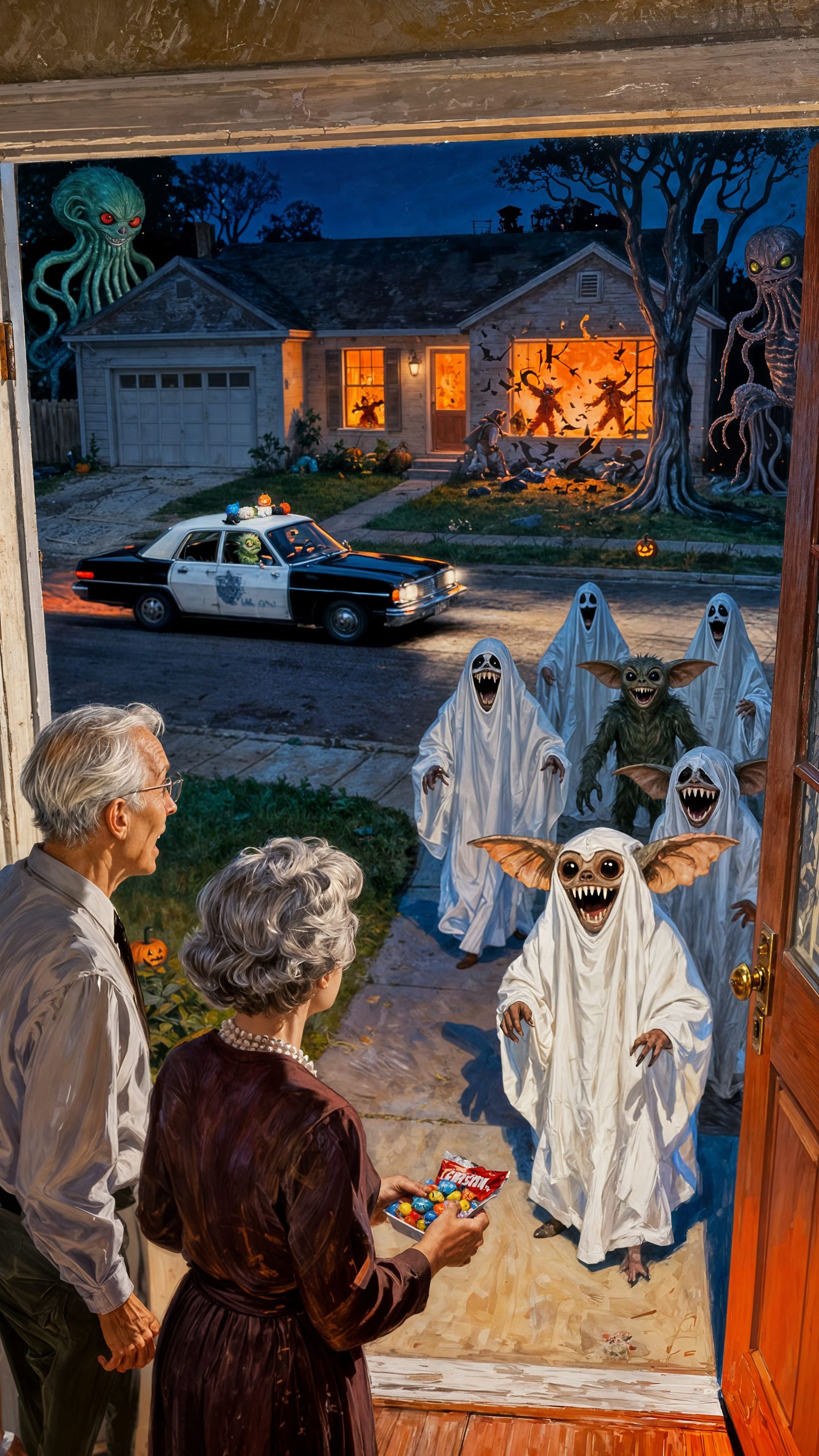 Gremlins Scare Couple on Halloween Night